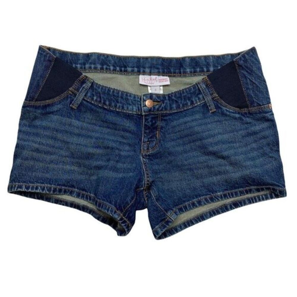 Maternity Side Panel Jean Shorts Women's 6 Small‎ Faded Blue Stretchy Denim NEW